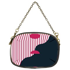 Waves Line Polka Dots Vertical Black Pink Chain Purses (two Sides) 