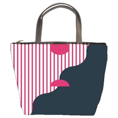 Waves Line Polka Dots Vertical Black Pink Bucket Bags