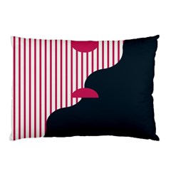 Waves Line Polka Dots Vertical Black Pink Pillow Case