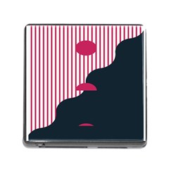 Waves Line Polka Dots Vertical Black Pink Memory Card Reader (Square)