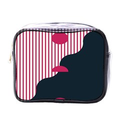 Waves Line Polka Dots Vertical Black Pink Mini Toiletries Bags