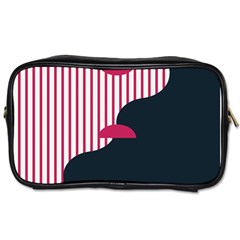 Waves Line Polka Dots Vertical Black Pink Toiletries Bags by Mariart