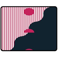 Waves Line Polka Dots Vertical Black Pink Fleece Blanket (Medium) 