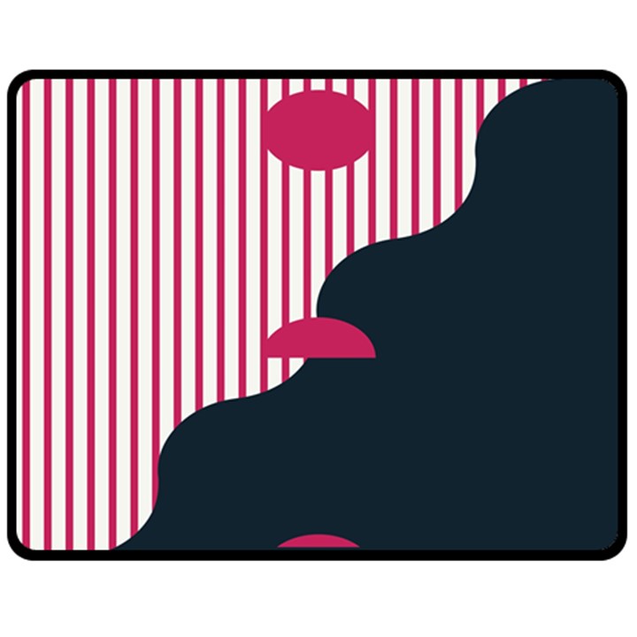 Waves Line Polka Dots Vertical Black Pink Fleece Blanket (Medium) 