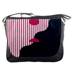 Waves Line Polka Dots Vertical Black Pink Messenger Bags