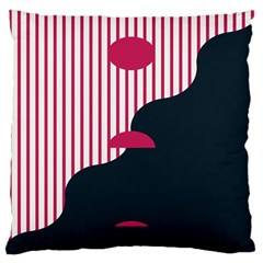 Waves Line Polka Dots Vertical Black Pink Large Cushion Case (One Side)