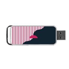 Waves Line Polka Dots Vertical Black Pink Portable USB Flash (One Side)