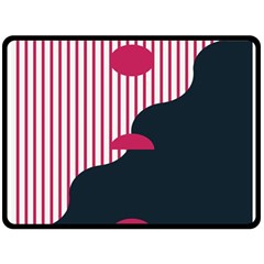 Waves Line Polka Dots Vertical Black Pink Double Sided Fleece Blanket (Large) 