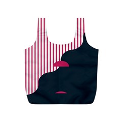 Waves Line Polka Dots Vertical Black Pink Full Print Recycle Bags (S) 