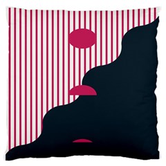 Waves Line Polka Dots Vertical Black Pink Large Flano Cushion Case (Two Sides)