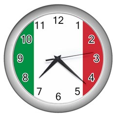 National Flag Of Italy  Wall Clocks (silver) 