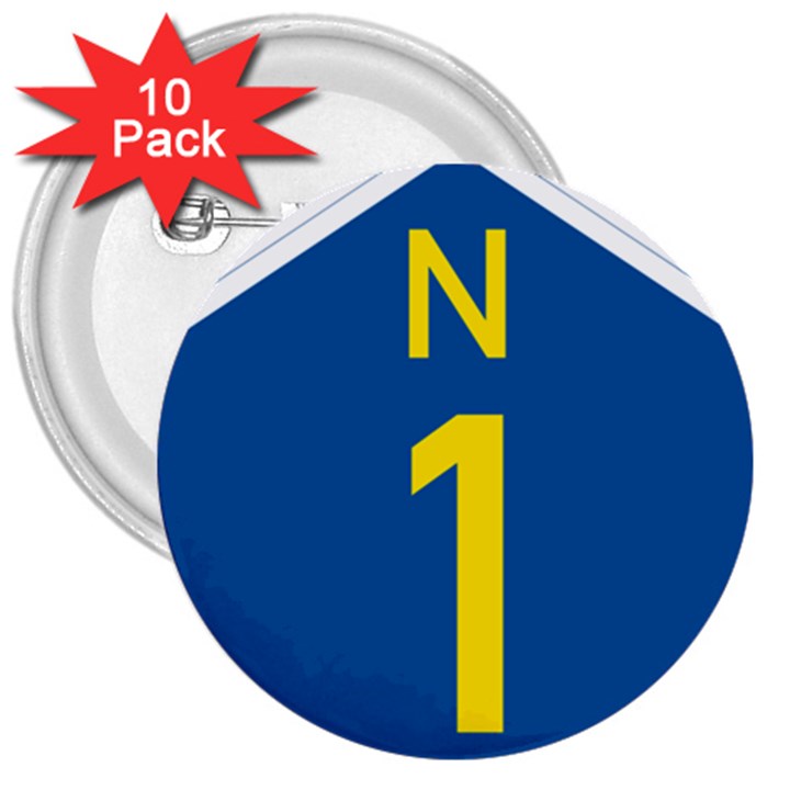 South Africa National Route N1 Marker 3  Buttons (10 pack) 