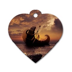 Steampunk Fractalscape, A Ship For All Destinations Dog Tag Heart (two Sides)