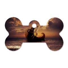 Steampunk Fractalscape, A Ship For All Destinations Dog Tag Bone (two Sides) by jayaprime