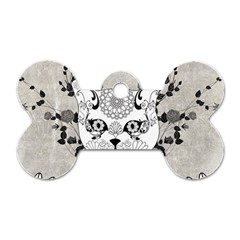 Wonderful Sugar Cat Skull Dog Tag Bone (one Side)