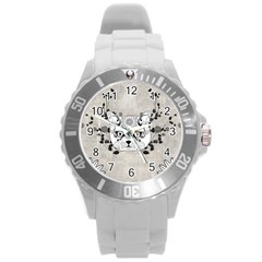 Wonderful Sugar Cat Skull Round Plastic Sport Watch (l)