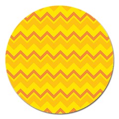 Zigzag (orange And Yellow) Magnet 5  (round)