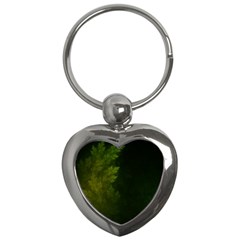 Beautiful Fractal Pines In The Misty Spring Night Key Chains (heart)  by jayaprime