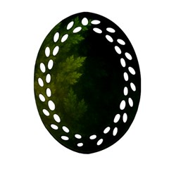 Beautiful Fractal Pines In The Misty Spring Night Ornament (oval Filigree) by jayaprime