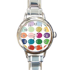 Brights Pastels Bubble Balloon Color Rainbow Round Italian Charm Watch by Mariart