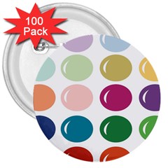 Brights Pastels Bubble Balloon Color Rainbow 3  Buttons (100 Pack) 