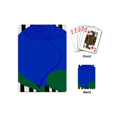 Blue Flower Leaf Black White Striped Rose Playing Cards (mini) 