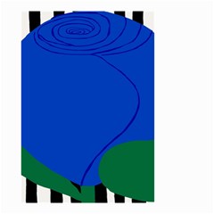 Blue Flower Leaf Black White Striped Rose Small Garden Flag (two Sides) by Mariart