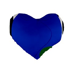 Blue Flower Leaf Black White Striped Rose Standard 16  Premium Heart Shape Cushions by Mariart