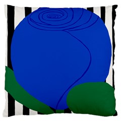 Blue Flower Leaf Black White Striped Rose Standard Flano Cushion Case (two Sides)