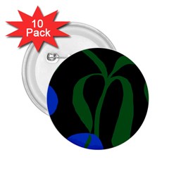 Flower Green Blue Polka Dots 2 25  Buttons (10 Pack) 