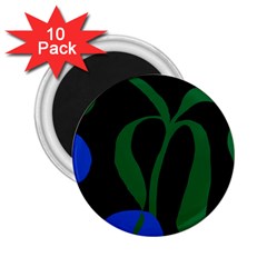 Flower Green Blue Polka Dots 2 25  Magnets (10 Pack) 