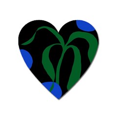 Flower Green Blue Polka Dots Heart Magnet by Mariart
