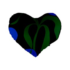 Flower Green Blue Polka Dots Standard 16  Premium Flano Heart Shape Cushions
