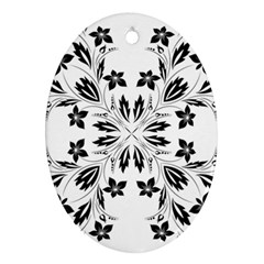 Floral Element Black White Ornament (oval) by Mariart