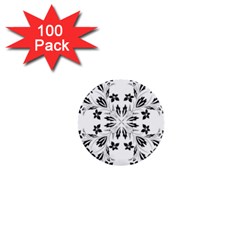 Floral Element Black White 1  Mini Buttons (100 Pack)  by Mariart