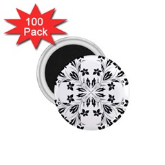 Floral Element Black White 1 75  Magnets (100 Pack) 