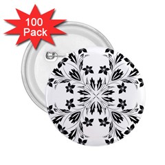 Floral Element Black White 2 25  Buttons (100 Pack) 