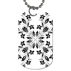 Floral Element Black White Dog Tag (two Sides)