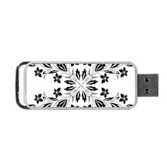 Floral Element Black White Portable Usb Flash (one Side) by Mariart