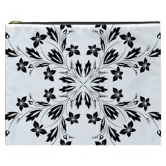 Floral Element Black White Cosmetic Bag (xxxl) 