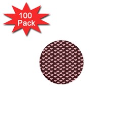 Chocolate Pink Hearts Gift Wrap 1  Mini Buttons (100 Pack) 