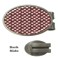 Chocolate Pink Hearts Gift Wrap Money Clips (oval) 