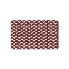 Chocolate Pink Hearts Gift Wrap Magnet (name Card)