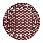 Chocolate Pink Hearts Gift Wrap Round Filigree Ornament (Two Sides) Front