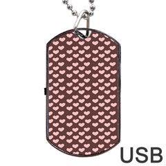 Chocolate Pink Hearts Gift Wrap Dog Tag Usb Flash (two Sides)