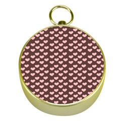 Chocolate Pink Hearts Gift Wrap Gold Compasses by Mariart