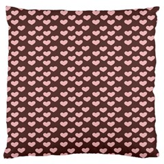 Chocolate Pink Hearts Gift Wrap Large Flano Cushion Case (one Side)