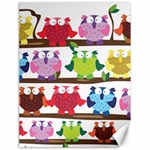 Funny Owls Sitting On A Branch Pattern Postcard Rainbow Canvas 18  x 24   17.8 x23.08  Canvas - 1