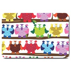 Funny Owls Sitting On A Branch Pattern Postcard Rainbow Large Doormat 