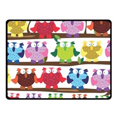 Funny Owls Sitting On A Branch Pattern Postcard Rainbow Double Sided Fleece Blanket (small)  by Mariart